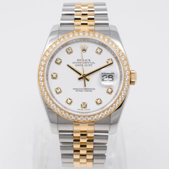 Rolex Datejust 36 116243 Wristwatch, White Diamond Dial, Jubilee Bracelet, Diamond Bezel