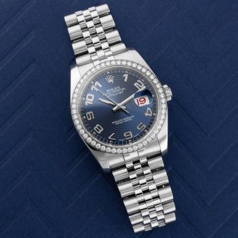 Rolex Datejust 36 116244, Steel & White Gold, Blue Concentric Arabic Dial, Oyster Bracelet, Box & Papers