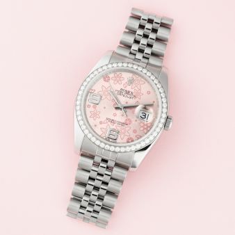 Rolex Datejust 36, 116244, Steel & White Gold, Diamond Bezel, Pink Floral Dial, Jubilee Bracelet, Renewed