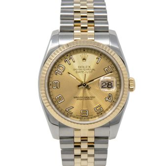 Rolex Datejust 36 116233 Wristwatch, Jubilee Bracelet, Champagne Concentric Arabic Dial, Fluted Bezel