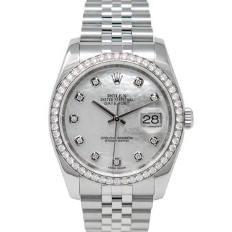Rolex Datejust 36 116244 Wristwatch, Jubilee Bracelet, Mother of Pearl Diamond Dial, Diamond Bezel