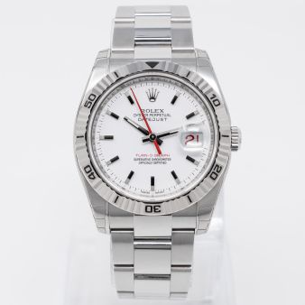 Rolex Datejust 36 Turn-O-Graph "Thunderbird" 116264 Wristwatch - White Dial, Oyster Bracelet, Rotatable Fluted Bezel