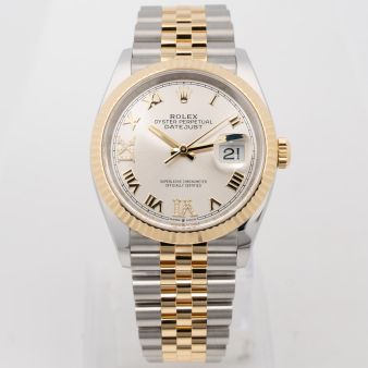 Rolex Datejust 36 126233 Wristwatch Jubilee Bracelet Silver Roman VI/IX Diamond Dial Fluted Bezel