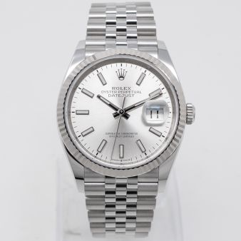 Rolex Datejust 36 126234 Wristwatch, Jubilee Bracelet, Silver Dial, Fluted Bezel