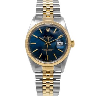 Rolex Datejust 36 16013 Wristwatch, Jubilee Bracelet, Blue Dial, Fluted Bezel