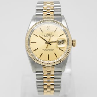 Rolex Datejust 36 16013 Wristwatch, Jubilee Bracelet, Champagne Index Dial, Fluted Bezel