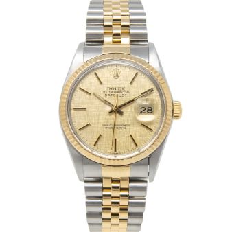 Rolex Datejust 36 16013 Wristwatch, Jubilee Bracelet, Champagne Linen Dial, Fluted Bezel