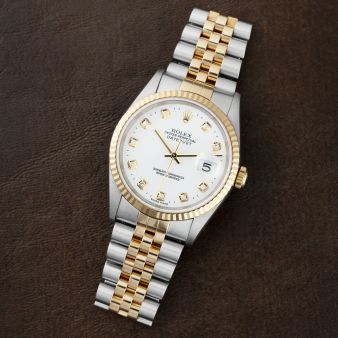 Rolex Datejust 36 16233, Steel & Gold, White Diamond Dial, Jubilee Bracelet