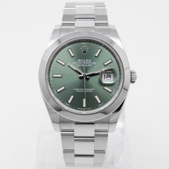 Rolex Datejust 41 126300 Wristwatch, Oyster Bracelet, Mint Green Dial, Domed Bezel