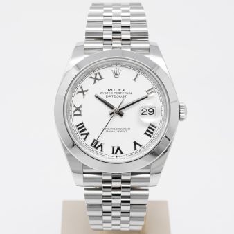 Rolex Datejust 41 126300 Wristwatch, Jubilee Bracelet, White Roman Dial, Domed Bezel
