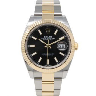 Rolex Datejust 41 126333 Wristwatch, Oyster Bracelet, Bright Black Dial, Fluted Bezel