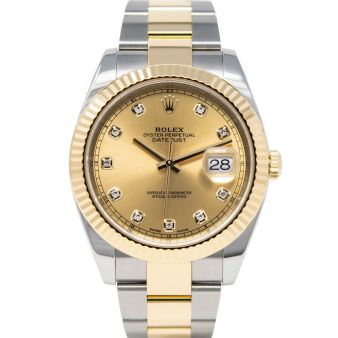 Rolex Datejust 41 126333 Wristwatch, Oyster Bracelet, Champagne Diamond Dial, Fluted Bezel