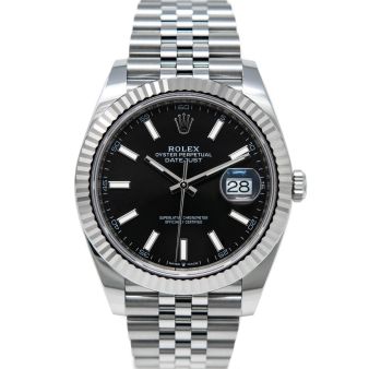 Rolex Men's Datejust 41 126334 Wristwatch, Jubilee Bracelet, Black Index Dial, Fluted Bezel