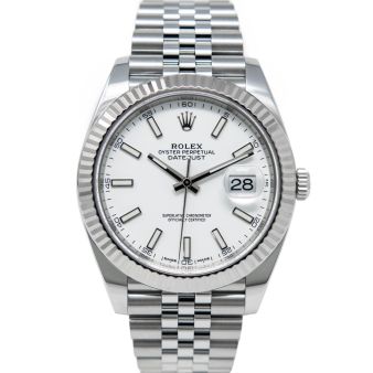 Rolex Men's Datejust 41 126334 Wristwatch, Jubilee Bracelet, White Index Dial, Fluted Bezel