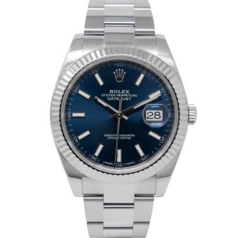 Rolex Datejust 41 126334 Wristwatch, Oyster Bracelet, Blue Index Dial, Fluted Bezel 