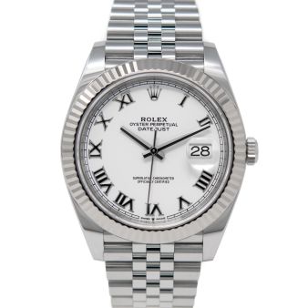 Rolex Datejust 41 126334 Wristwatch, Jubilee Bracelet, White Roman Dial, Fluted Bezel