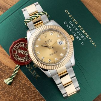 2014 Rolex Datejust II, 116333, Steel & Gold, Champagne Diamond Dial, Oyster Bracelet, Box & Papers, Renewed