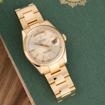 Rolex Day-Date 36, 118208, Yellow Gold, Champagne Dial, Oyster Bracelet, Renewed