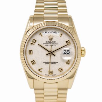 Rolex Men's Day-Date 36 118238 Wristwatch, President Bracelet, Ivory Jubilee Arabic Dial, Fluted Bezel