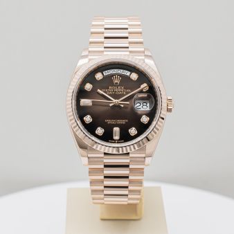 Rolex Day-Date 36 128235 Wristwatch, President Bracelet, Brown Ombré Diamond Dial, Fluted Bezel