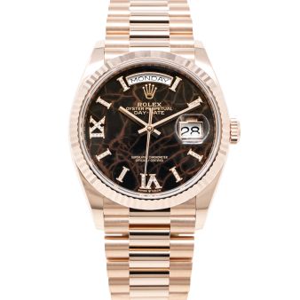 Rolex Day-Date 36 128235 Wristwatch, President Bracelet, Eisenkiesel Diamond Roman Dial, Fluted Bezel