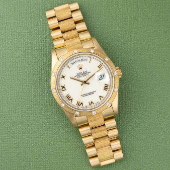Rolex Day-Date 36 18308, President Bracelet, Yellow Gold, White Roman Dial