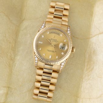 Rolex Day-Date 36 18338, Yellow Gold, Champagne Diamond Dial, President Bracelet, Box Only