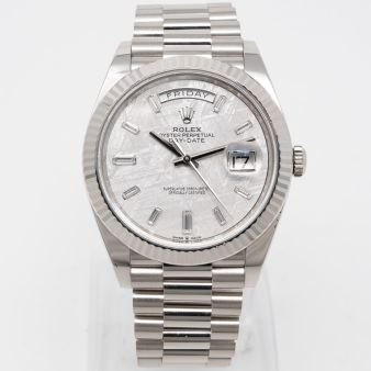 Rolex Day-Date 40 228239 Wristwatch, President Bracelet, Meteorite Diamond Dial, Fluted Bezel