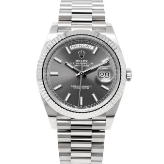 Rolex Day-Date 40 228239 Wristwatch, Slate Dial, President Bracelet, Fluted Bezel