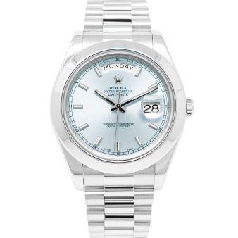 Rolex Day-Date II 218206 Wristwatch, Glacier Blue Dial, President Bracelet, Smooth Bezel