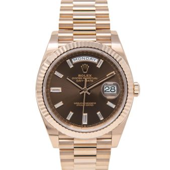 Rolex Men's Day-Date 40 228235 Wristwatch, President Bracelet, Chocolate Diamond Dial, Fluted Bezel 