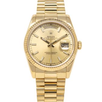 Rolex Day-Date 36, President Bracelet, Champagne Face, Yellow Gold, 118238
