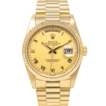 Rolex Day-Date 36, President Bracelet, Champagne Roman Face, Yellow Gold, 18238
