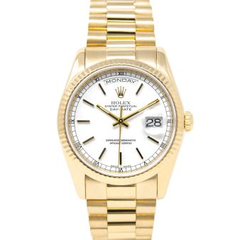Rolex Men's Day Date 118238 Wristwatch, President Bracelet, White Index Dial