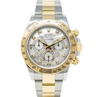 Rolex Daytona 116523 Wristwatch, Oyster Bracelet, Mother of Pearl Diamond Dial