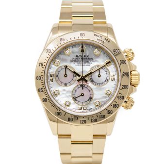 Rolex Men's Daytona 116528 Wristwatch, Oyster Bracelet, Mother of Pearl Diamond Dial, Tachymeter Bezel
