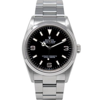 Rolex Explorer 114270 Wristwatch, Oyster Bracelet, Black Index Dial, Smooth Bezel