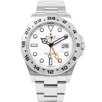 New Rolex Explorer II 42mm Wristwatch, Oyster Bracelet, White Dial, 24 Hour Bezel