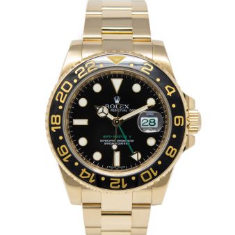 Rolex Men's GMT-Master II 116718 Wristwatch, Oyster Bracelet, Black Dial, Bi-Directional 24 Hour Bezel