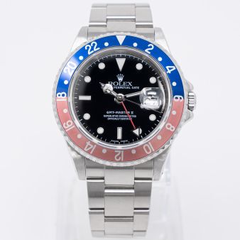 Rolex GMT-Master II 16710 Wristwatch, Black Dial, Blue & Red Rotatable Bezel, Oyster Bracelet