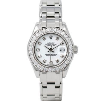 Rolex Lady Pearlmaster 29 80299 Wristwatch, Pearlmaster Bracelet, White Diamond Dial, Diamond Bezel