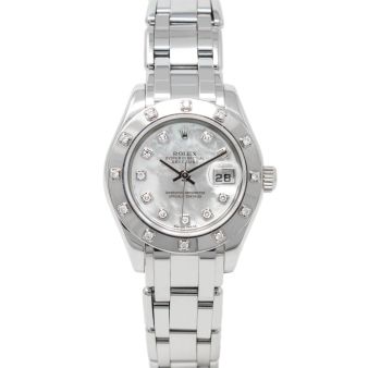 Rolex Ladies Pearlmaster 29 80319 Wristwatch, Mother of Pearl Diamond Dial, Diamond Bezel