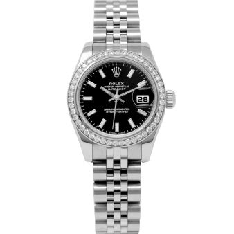 Rolex Datejust 31 178384 Wristwatch, Jubilee Bracelet, Black Index Dial, Jubilee Bracelet, Diamond Bezel