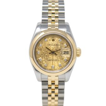 Rolex Lady-Datejust 179163 Wristwatch, JubileeBracelet, Champagne Jubilee Diamond, Smooth Bezel