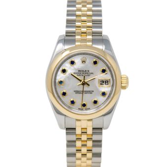 Rolex Lady-Datejust 179163 Wristwatch, Jubilee Bracelet, Mother of Pearl Sapphire Dial, Smooth Bezel