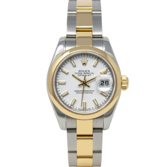 Rolex Lady-Datejust 179163 Wristwatch, Oyster Bracelet, White Index Dial, Smooth Bezel