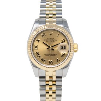 Rolex Lady-Datejust 26 179173 Wristwatch, Jubilee Bracelet, Champagne Roman Dial, Fluted Bezel