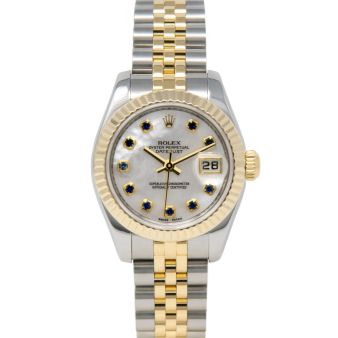 Rolex Lady-Datejust 179173 Wristwatch, Jubilee Bracelet, Mother of Pearl Sapphire Dial, Fluted Bezel