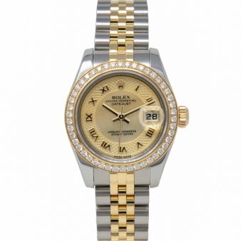 Rolex Lady-Datejust 179383 Wristwatch, Jubilee Bracelet, Decorated Mother of Pearl Roman Dial, Diamond Bezel