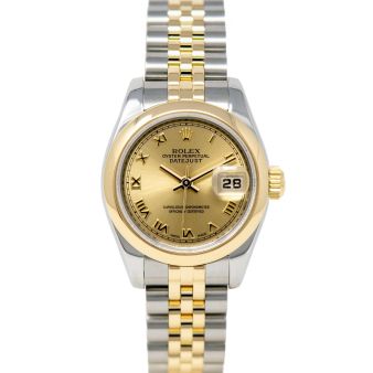 Rolex Lady Datejust 179163 Wristwatch, Jubilee Bracelet, Champagne Roman Dial, Smooth Bezel